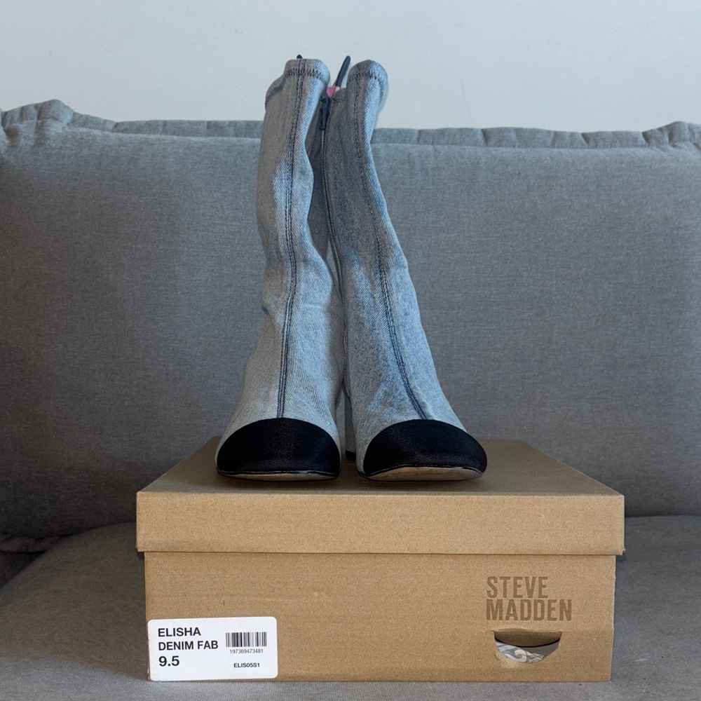 Steve Madden Denim Boots with Black Details
